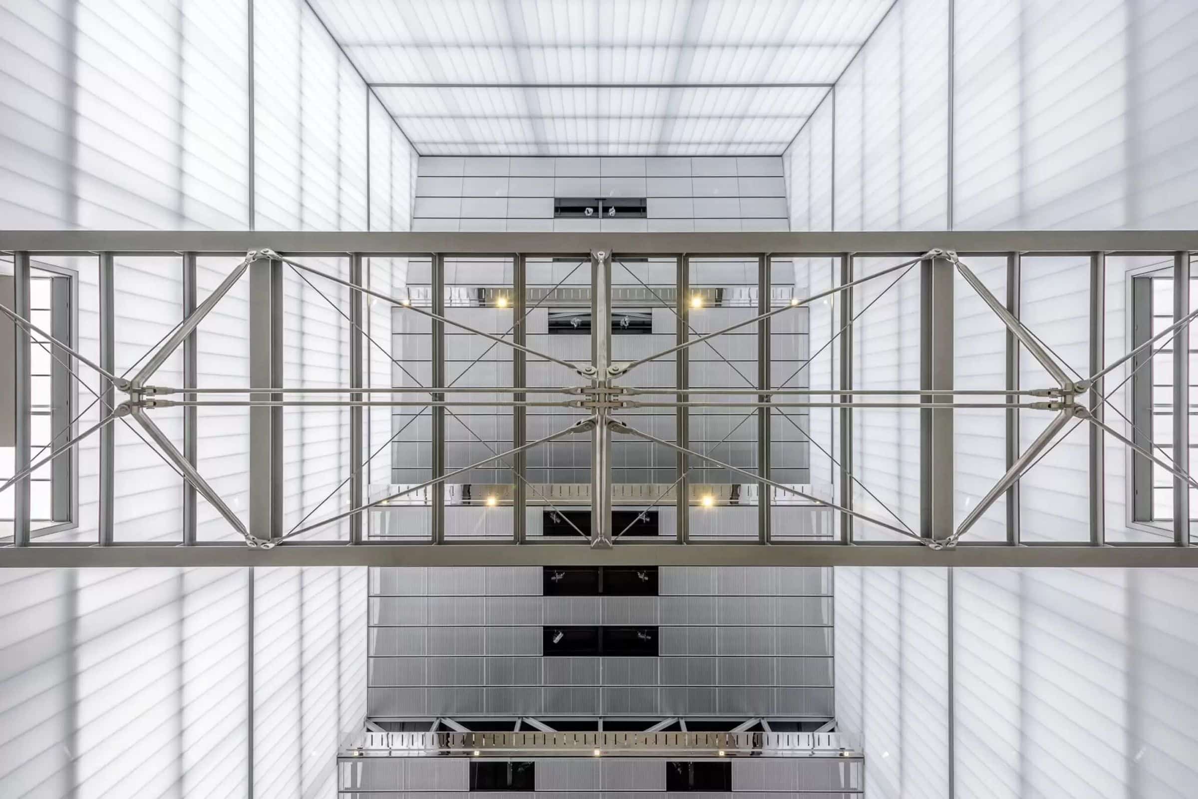 The Dangrove bridge from below, with stainless steel tendons and compression struts